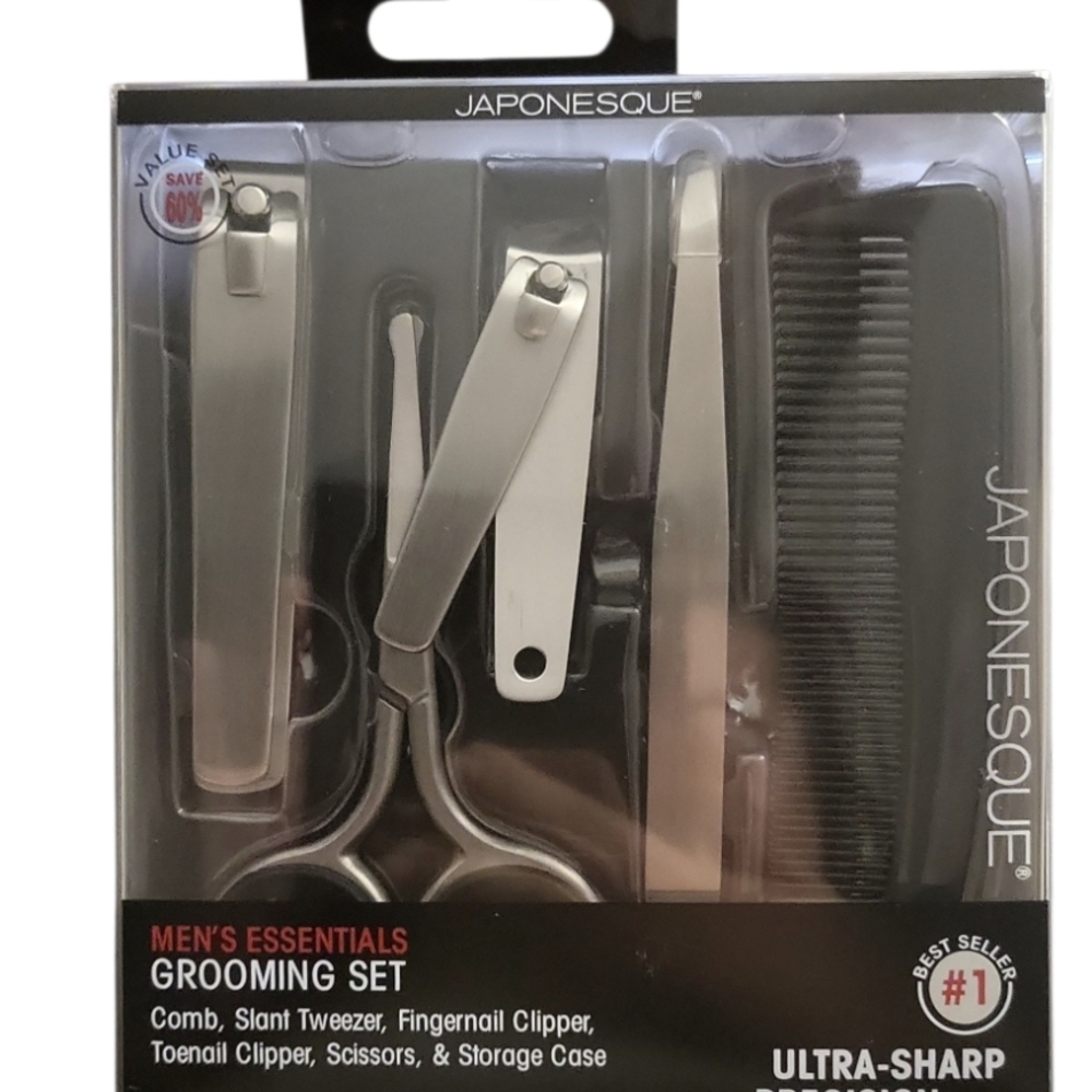 Japonesque Men's Essentials Grooming Set With Storage Case New